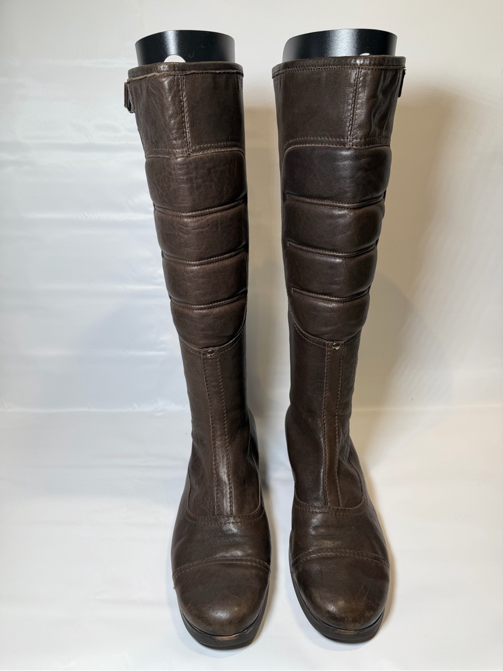 Miu Miu Vintage Woman’s Astro Brown Leather Biker Boots Prada 39.5